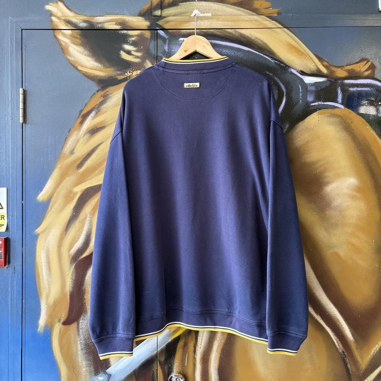 Vintage Ellesse Sweatshirt Mens XXL Navy Big Centre Logo Embroidered Pullover Jumper Top 90s Y2K 00s
