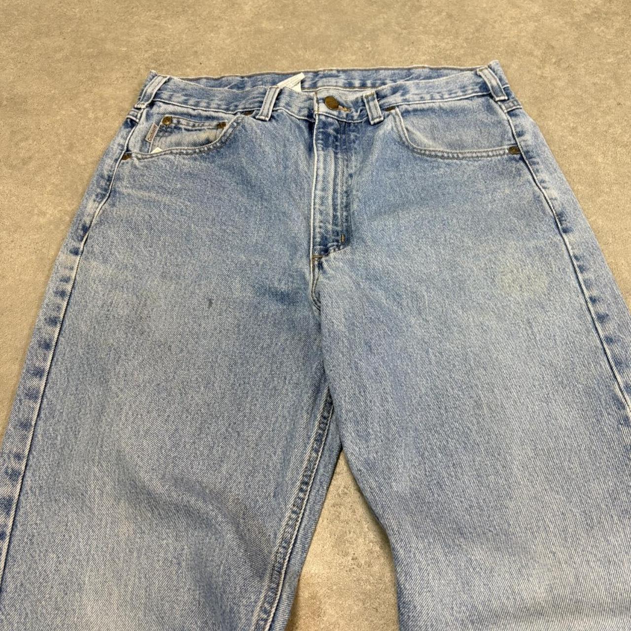 BR1912AAR-U - Vintage retro essential  Carhartt Straight Leg Light Blue Wash Denim Jeans Trousers pants #denim #straightleg #jeans #carhartt #skater