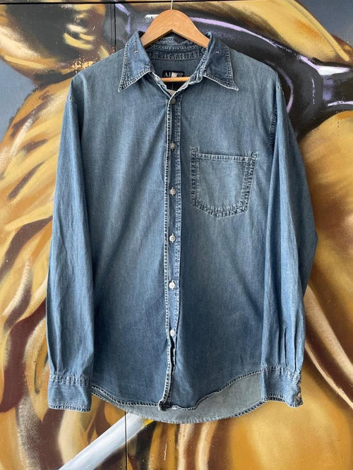 Armani Denim Chambray Button Up Shirt