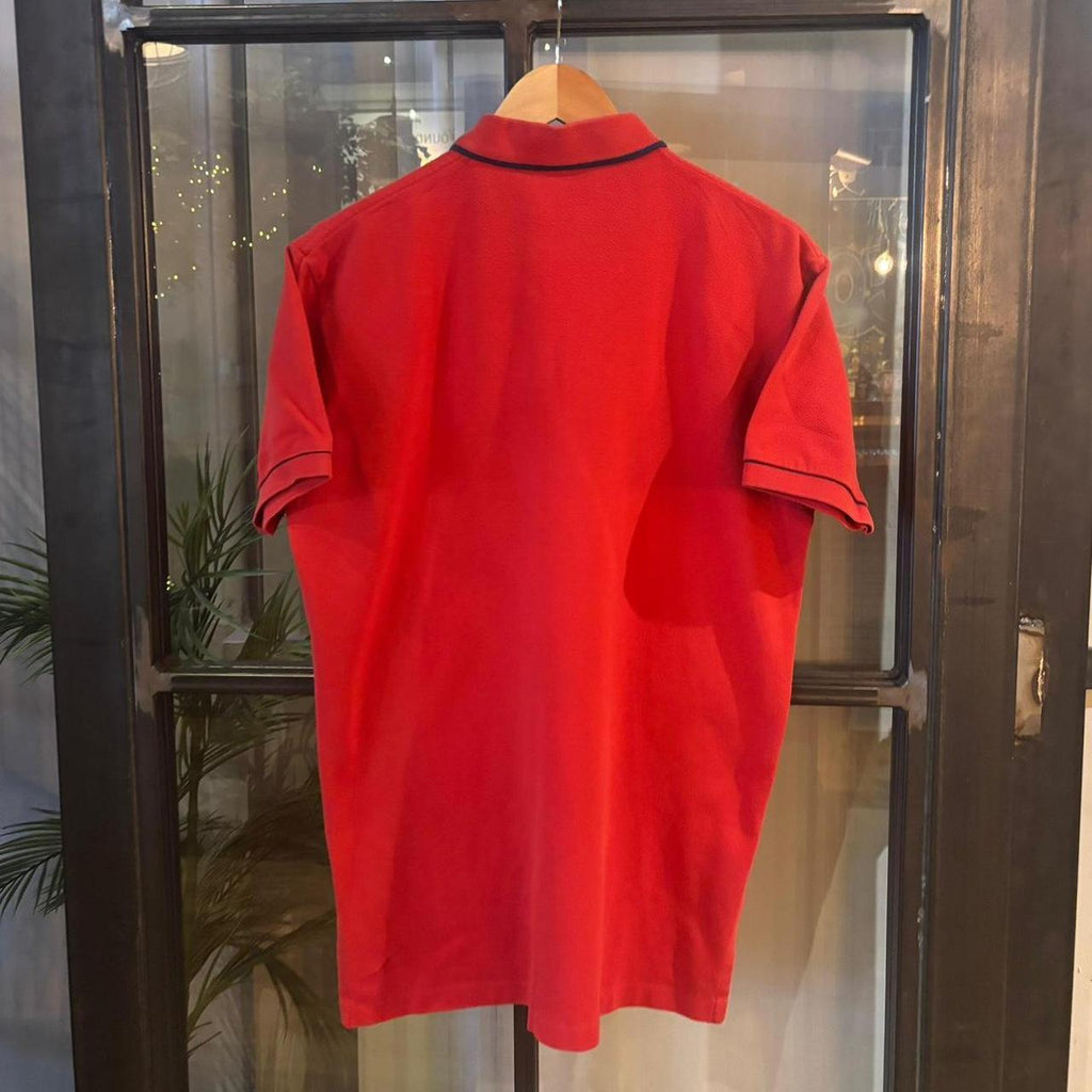 POL469F - Vintage Retro Ralph Lauren Plain Red Polo Shirt Short Sleeve collared button up top  #Y2K #preppy #chiefkeef #oldmoney #ralphlauren