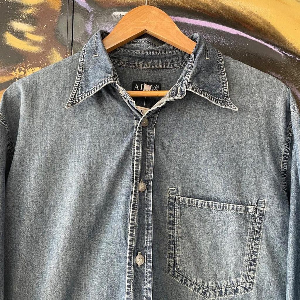 Armani Denim Chambray Button Up Shirt