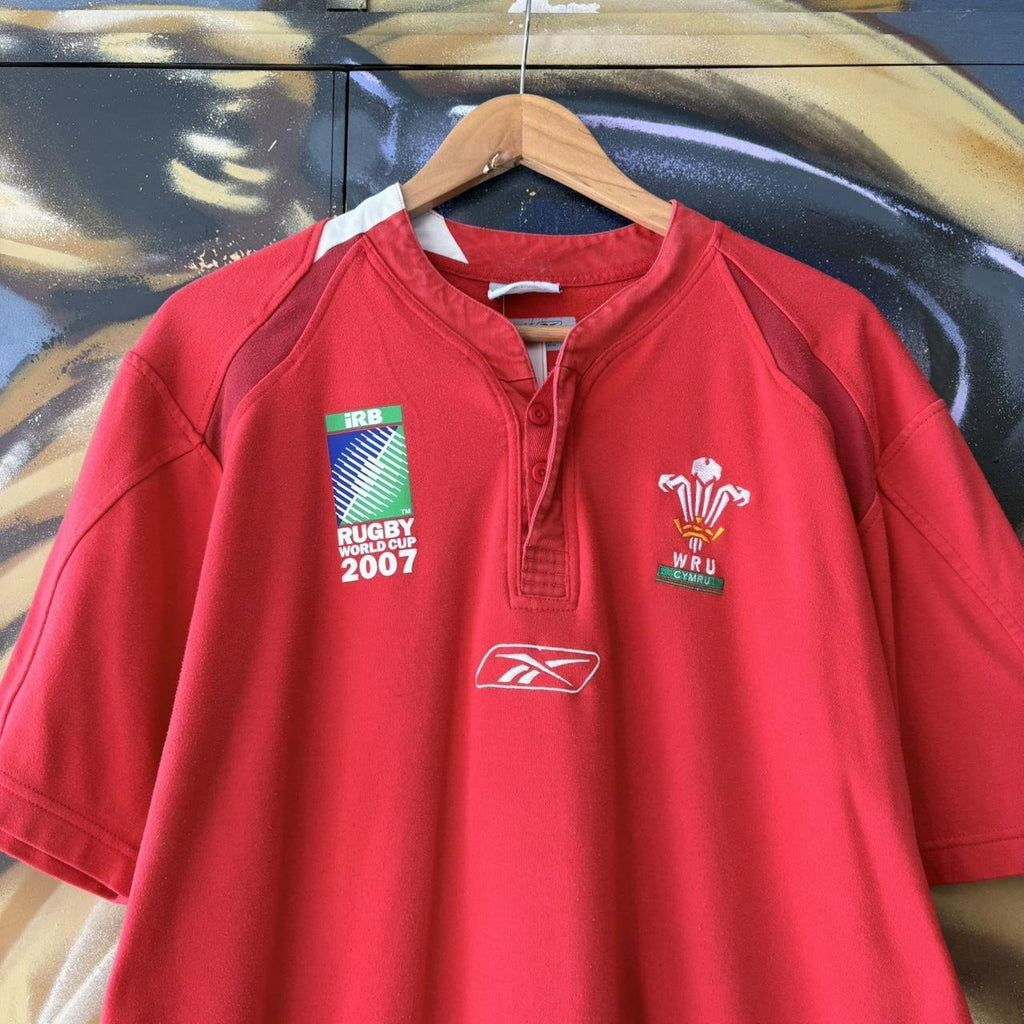 Vintage Reebok Wales Rugby Union 2007 Jersey Shirt Mens XL Red WRU World Cup Top Kit Home 6 Nations 90s Y2K