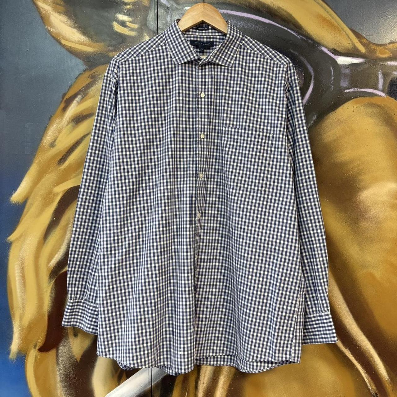 BR1912YL-U - Vintage Tommy Hilfiger Blue Check Longsleeve collared button up polo shirt top #Y2K #preppy #chiefkeef #smartcasual #oldmoney