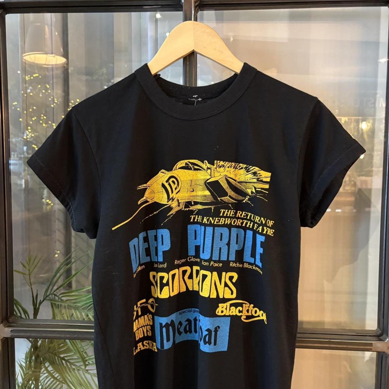 TEE468F - Vintage Retro Essential Black Original Knebworth Music Festival Depo Purple With Special Guest Meatloaf Graphic Print Top Tee T-shirt #90s #graphic #tour #deeppurple #festival