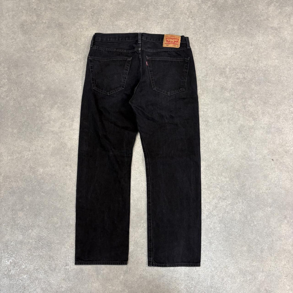 Vintage Levi's 501 Jeans Mens 36x30 Black Denim Wash Straight Leg Trousers Cowboy Western USA 90s Y2K