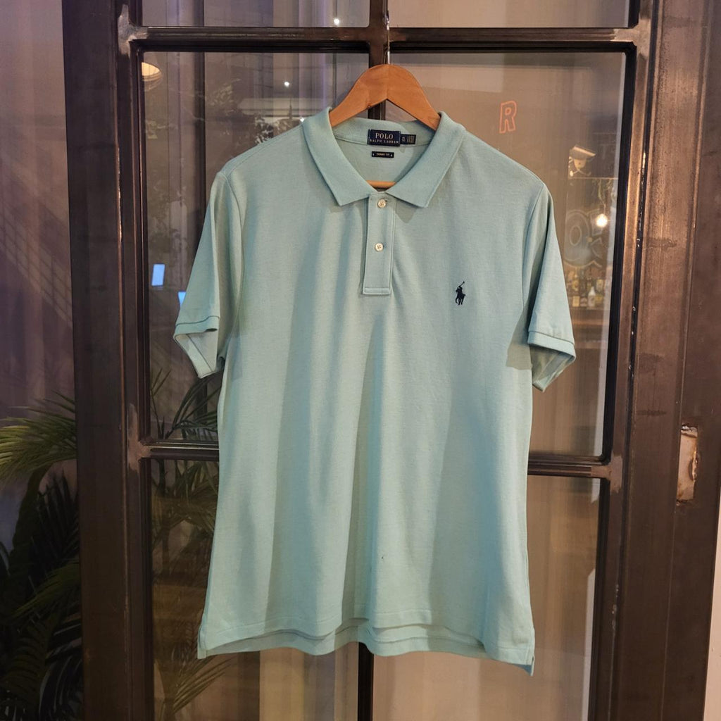 POL202 - Vintage Ralph Lauren Turquiose Polo Shirt Short Sleeve collared button up top #Y2K #preppy #chiefkeef #golf #oldmoney