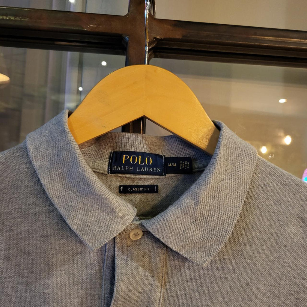 POL132 - Vintage Ralph Lauren Grey Polo Shirt Short Sleeve collared button up top #Y2K #preppy #chiefkeef #golf
