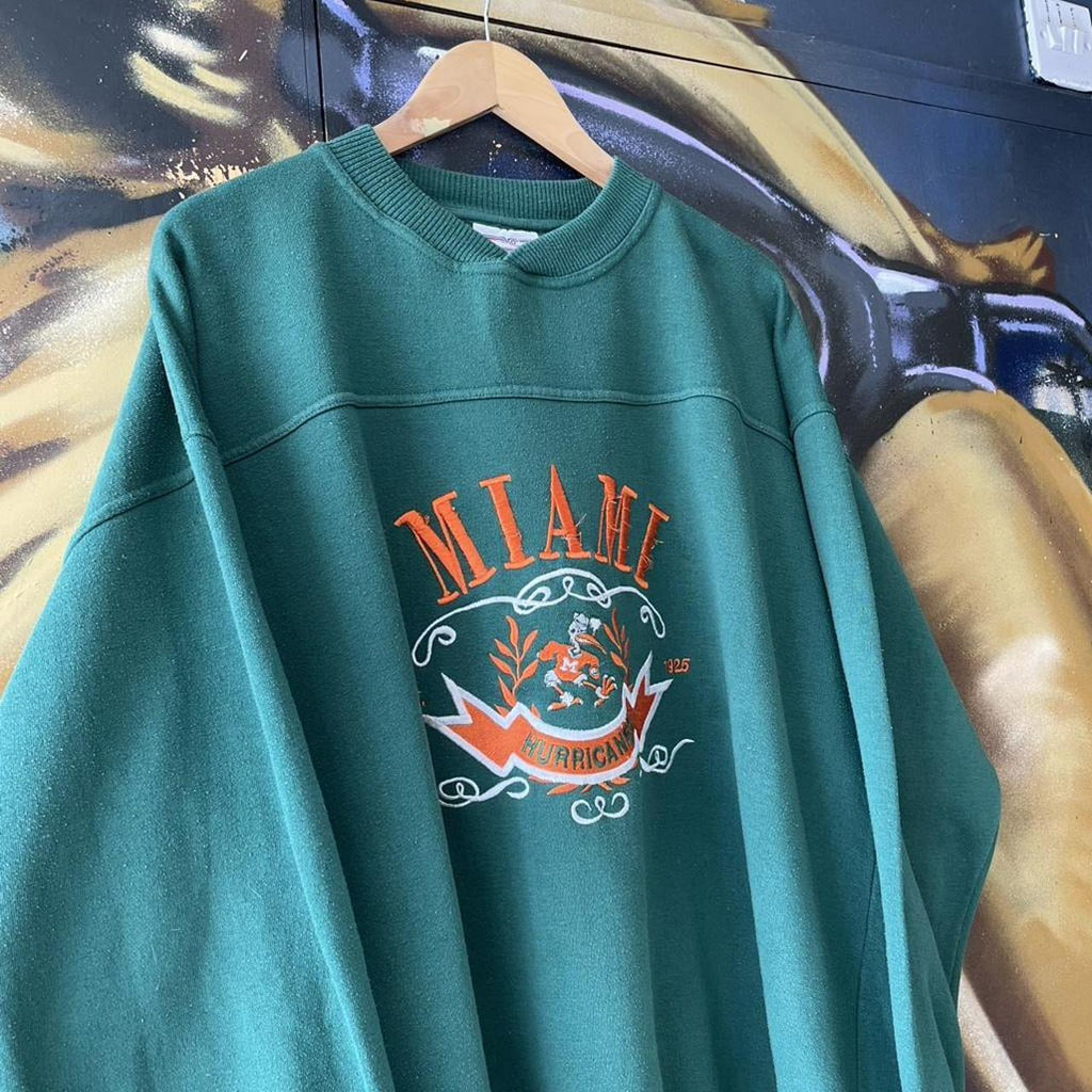 90s Miami Hurricanes Embroidered Sweatshirt