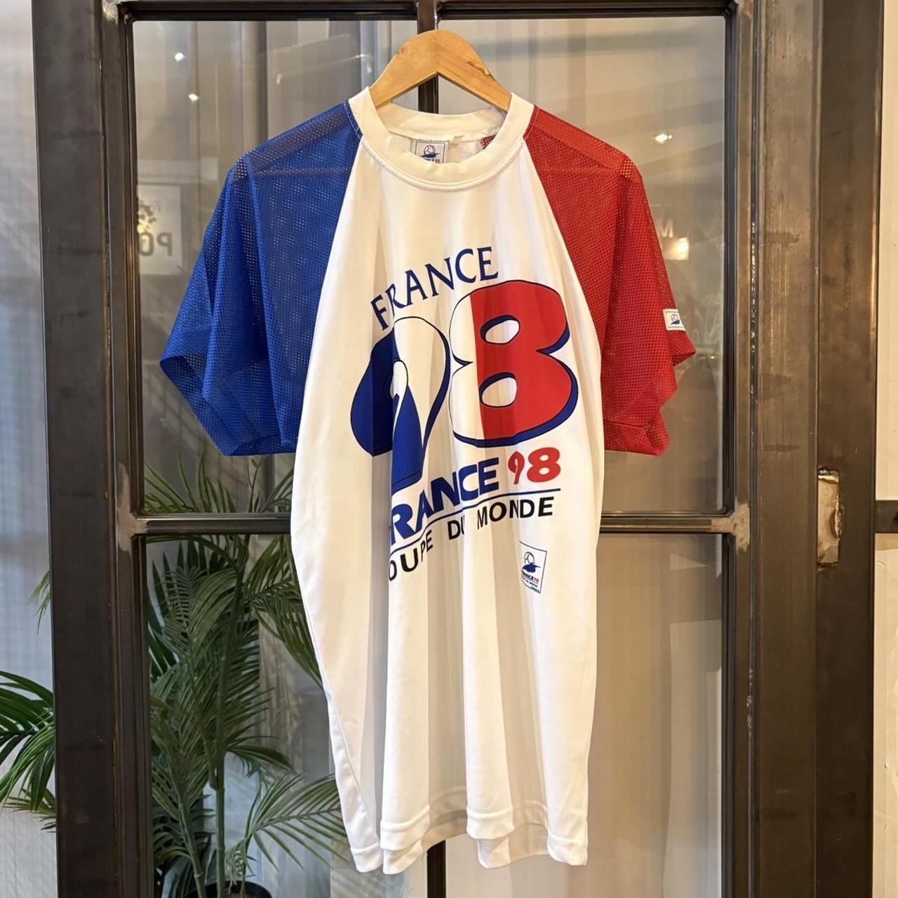 Vintage France 1998 World Cup T Shirt Tee Mens Large White Graphic Football Jersey Mesh Top Y2K 90s