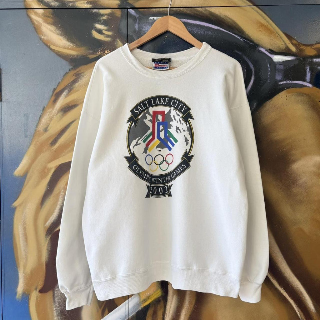 CP1302BE-U - Vintage Retro Essential Salt Lake 2002 Winter Olympics Crewneck Jumper Sweatshirt with front large print logo  #sportswear #olympics #y2k #saltlake