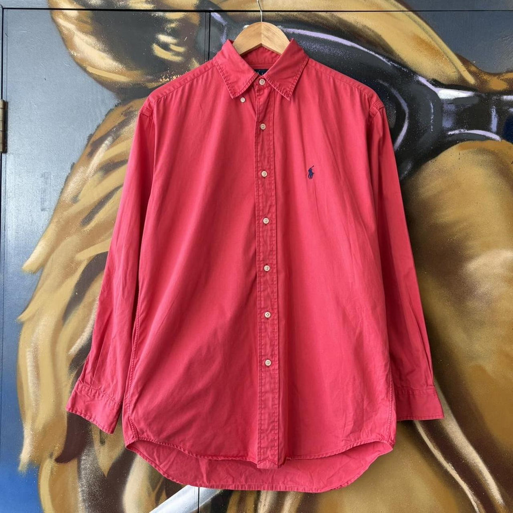 Vintage Polo Ralph Lauren Shirt Mens Small Red Oxford Button Down Pony Logo Preppy Top Y2K 90s