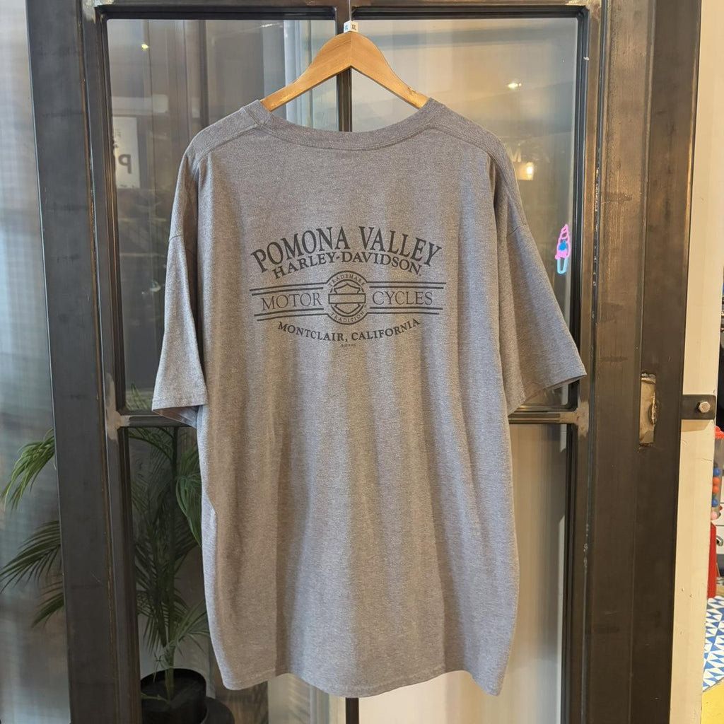 BR2306IV-P -  Vintage Retro Essential Harley Davidson Pomona Valley, Montclair, California Grey Graphic Print Top Tee T-shirt #graphic #motorcycles #biker #harley #harleydavidson