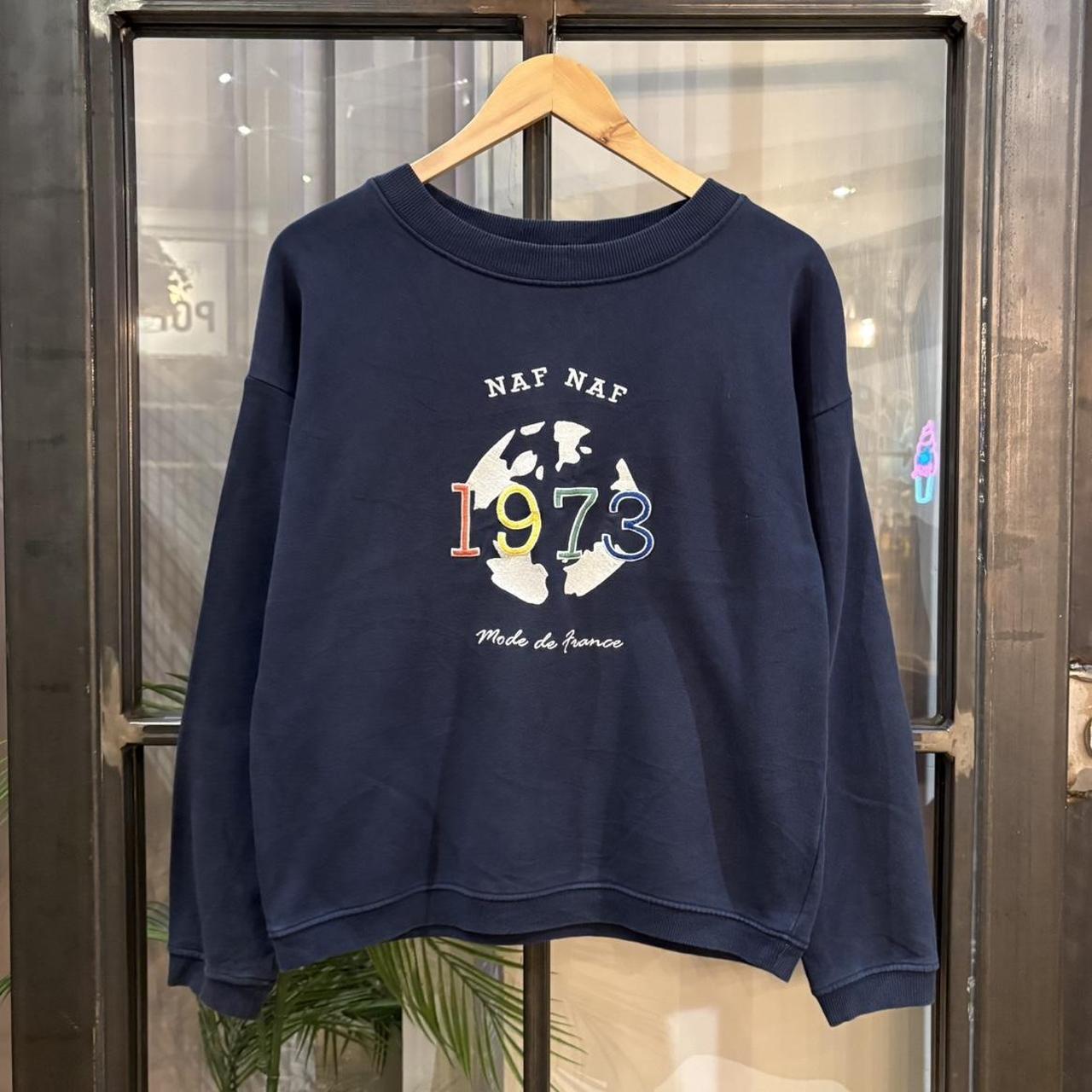 MA0406GC-P - Vintage Retro Essential Navy Naf Naf Mode De France Crewneck Jumper Sweatshirt with embroidered logo #90s #sportswear #essential #y2k #nafnaf