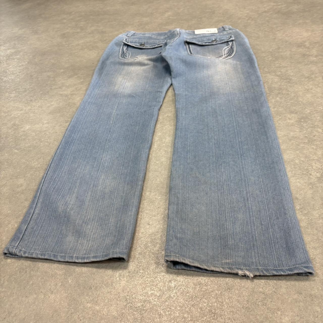 Vintage Light Blue Wash Jeans Mens 34x32 Denim Embroidered Detail Trousers Skate Western Vintage Y2K 90s