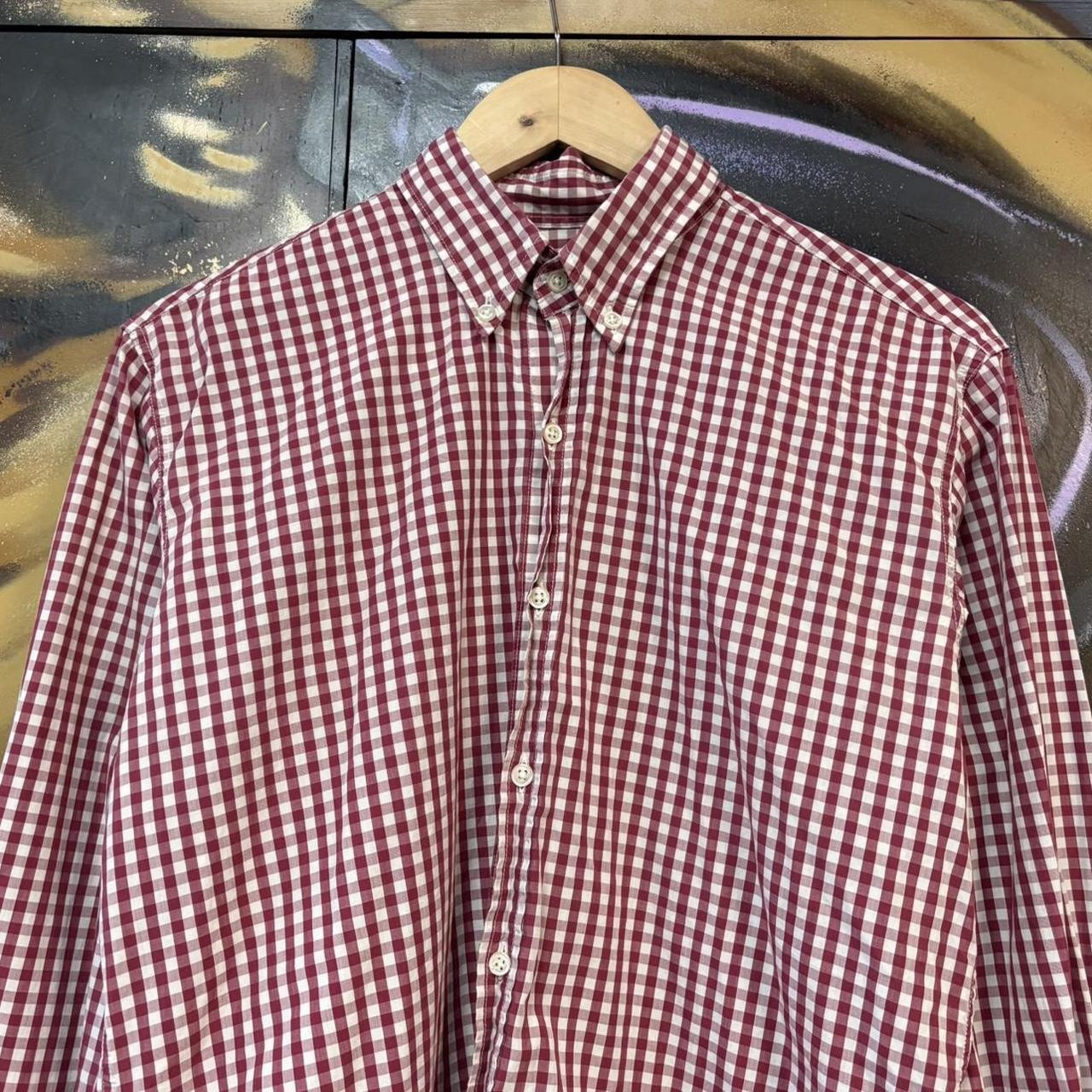 VIN1711H-U - Vintage Oliver Spencer Red and White Check Longsleeve collared button up polo shirt top #Y2K #preppy #chiefkeef #smartcasual #oldmoney
