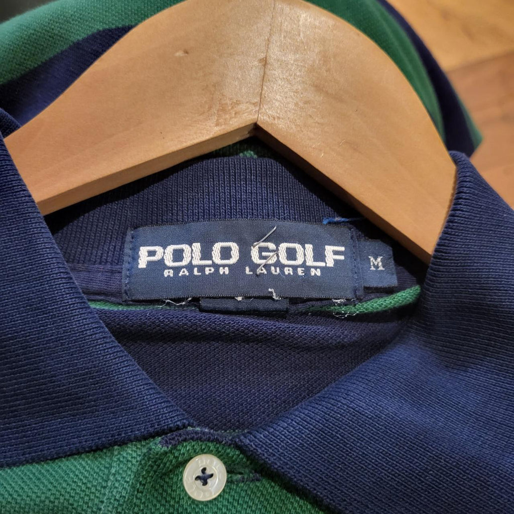 POL186 - Vintage Ralph Lauren Navy and Green Polo Shirt Short Sleeve collared button up top #Y2K #preppy #chiefkeef #golf #oldmoney