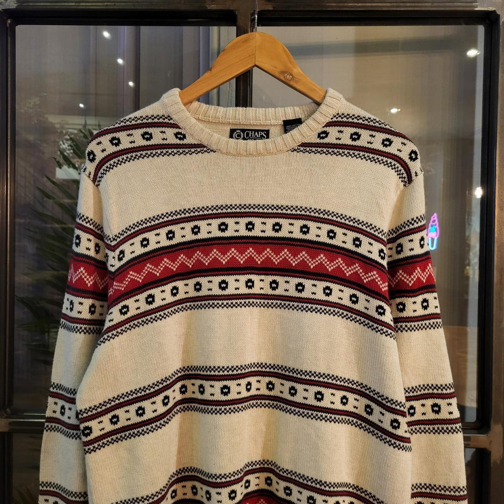 KNT1006 Vintage Retro mens Essential cream navy red patterned argyle golf grandpa knitted cosby sweatshirt jumper crewneck 90s y2k