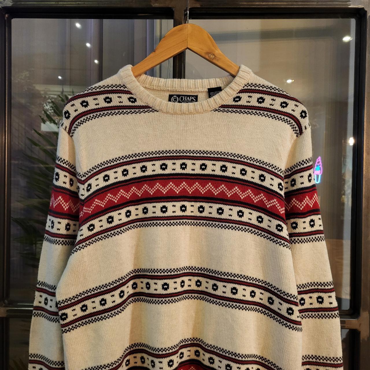 KNT1006 Vintage Retro mens Essential cream navy red patterned argyle golf grandpa knitted cosby sweatshirt jumper crewneck 90s y2k