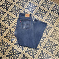 TRW274 - Vintage retro essential adult Levi's 505 Blue wash Baggy Overszied Trousers Jeans Denim pants with embroidered embroidery label carpenter casual workwear wide leg skate 90s Y2K style