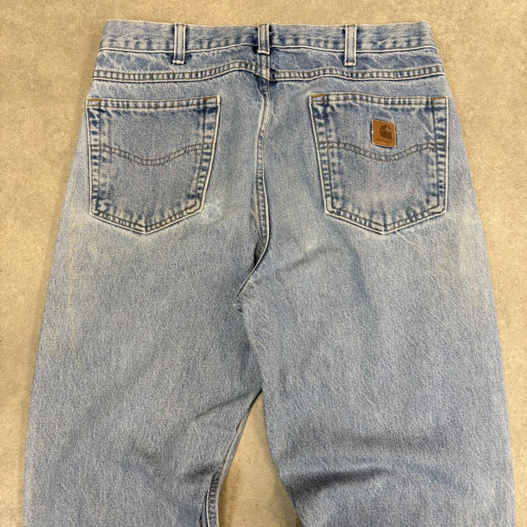 BR1912AAR-U - Vintage retro essential  Carhartt Straight Leg Light Blue Wash Denim Jeans Trousers pants #denim #straightleg #jeans #carhartt #skater