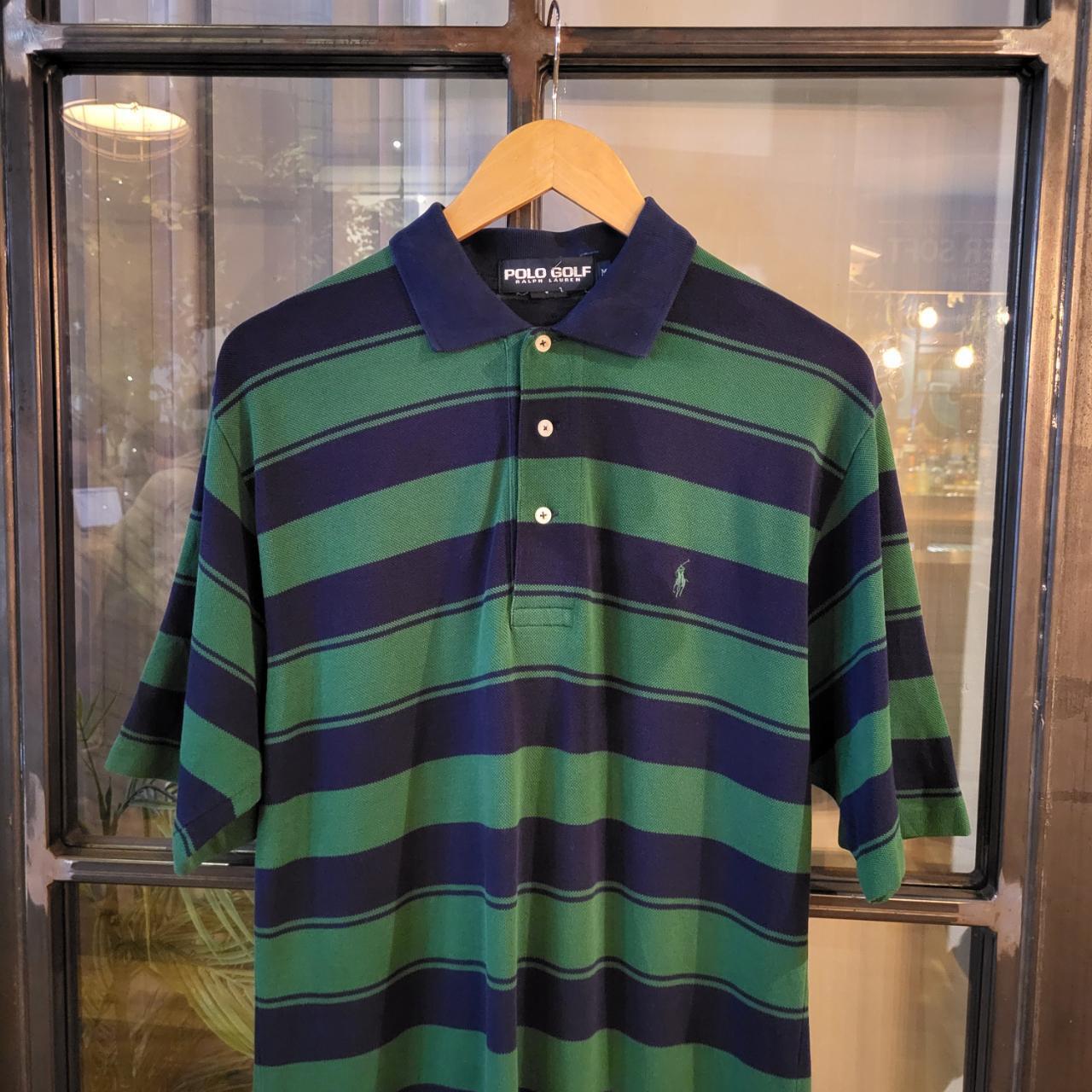 POL186 - Vintage Ralph Lauren Navy and Green Polo Shirt Short Sleeve collared button up top #Y2K #preppy #chiefkeef #golf #oldmoney