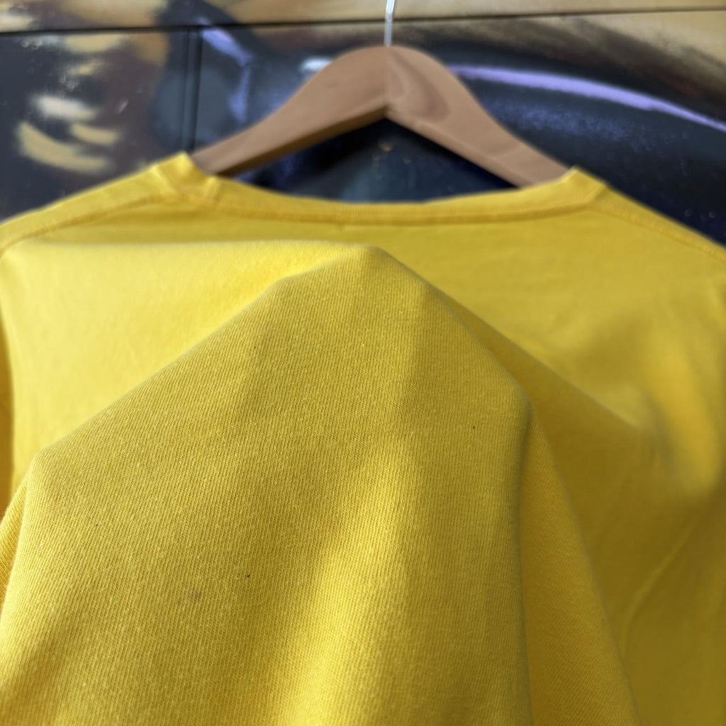 Nautica Competition T shirt Mens Medium Yellow Longsleeve Side Stripe Sailing Graphic Print Streetwear Tee Top 90s Y2K 00s