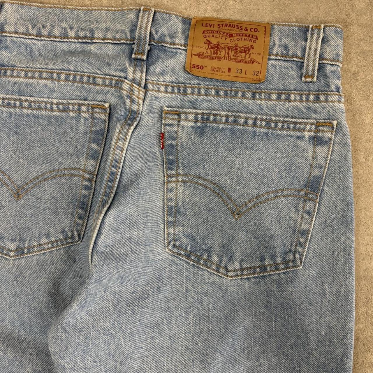 Vintage Levis 550 Jeans Mens 33x32 Denim Blue Light Wash Trouser Relaxed Taper Western Cowboy USA