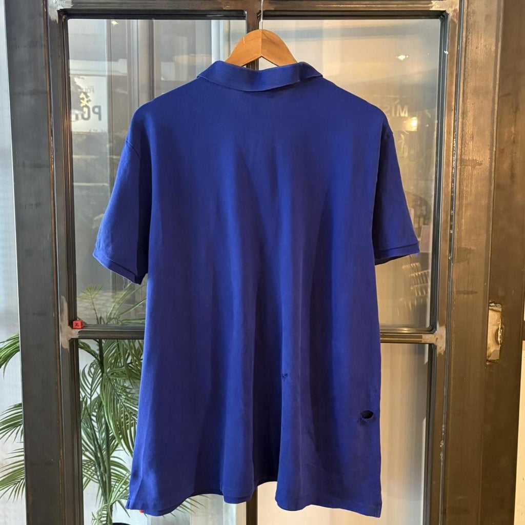 POL583F - Vintage Retro Ralph Lauren Blue Polo Shirt Short Sleeve collared button up top  #Y2K #preppy #chiefkeef #oldmoney #ralphlauren