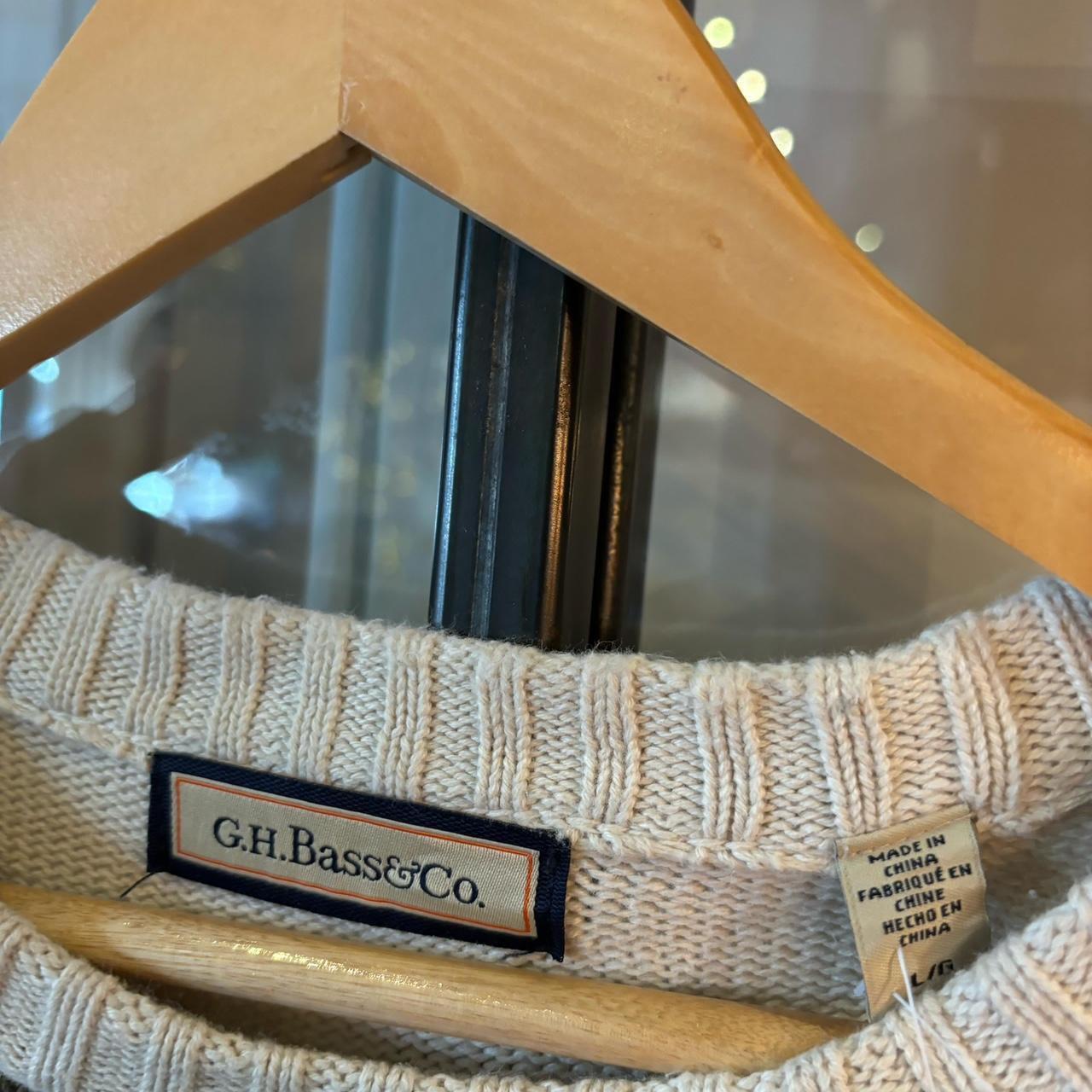 0325G97F - Vintage Retro Essential G.H. Bass Cream patterned argyle golf grandpa cosby sweatshirt crewneck knit Jumper #ghbass #knitjumper #90s #grandad #knitted