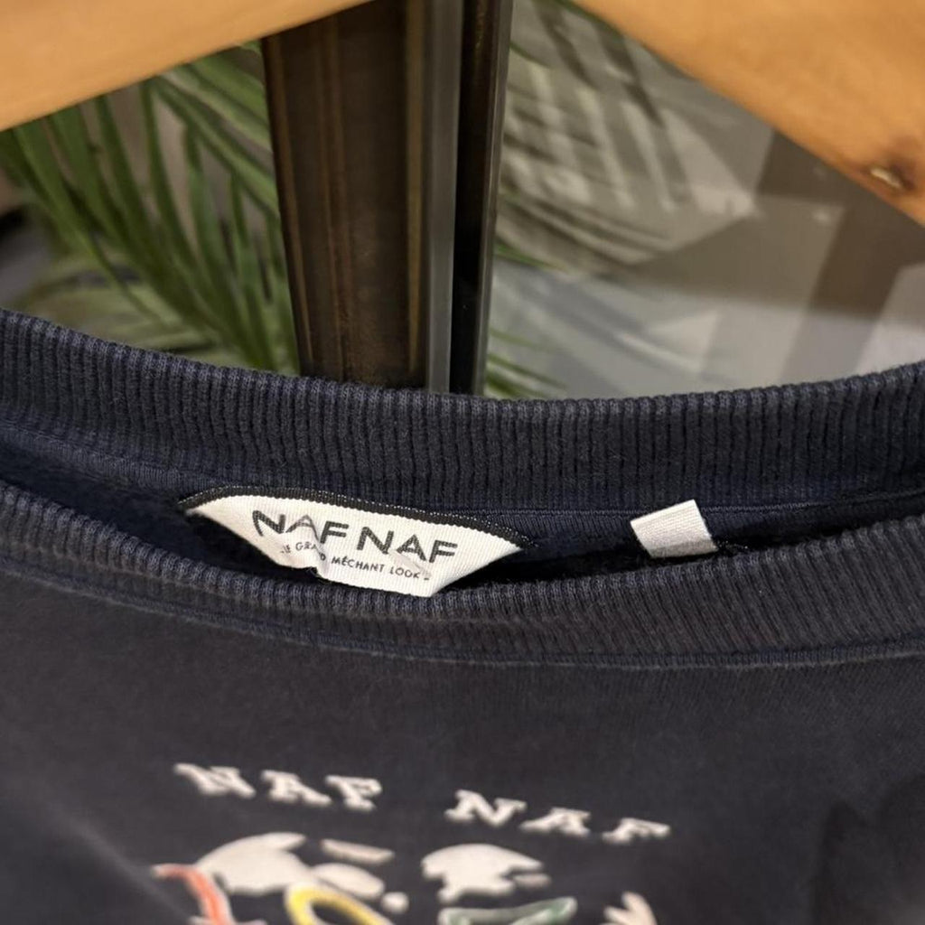 MA0406GC-P - Vintage Retro Essential Navy Naf Naf Mode De France Crewneck Jumper Sweatshirt with embroidered logo #90s #sportswear #essential #y2k #nafnaf