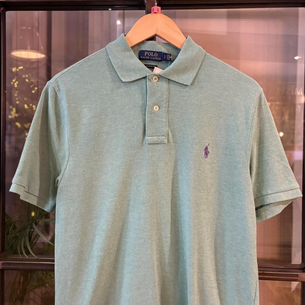 POL435F - Vintage Retro Plain Ralph Lauren Turquoise Polo Shirt Short Sleeve collared button up top  #Y2K #preppy #chiefkeef #oldmoney #ralphlauren