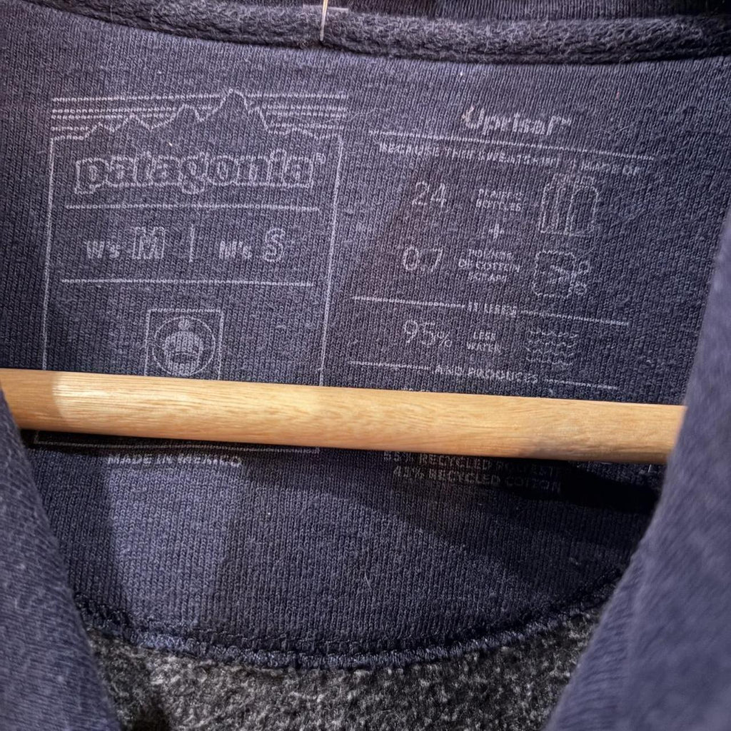 BR1912JI-F - Vintage Retro Essential Navy Patagonia Uprisal Hoody Recycled Cotton Polyester Unisex Sweatshirt Hoodie print logo #recycled #outdoors #essential #patagonia #y2k