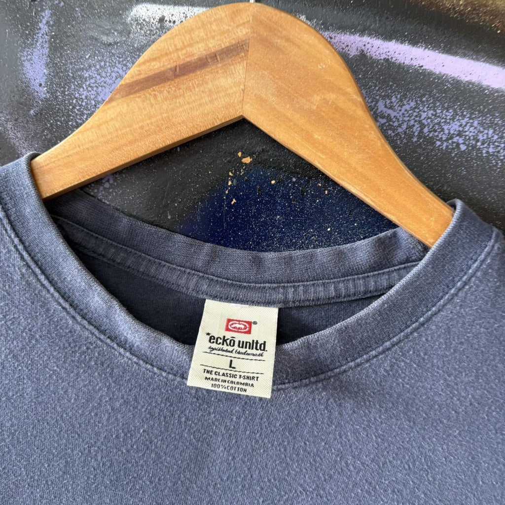 Vintage Ecko Unlimited T Shirt Tee Mens Large Blue Spellout Logo Graphic Skate Top Hip Hop 90s Y2K