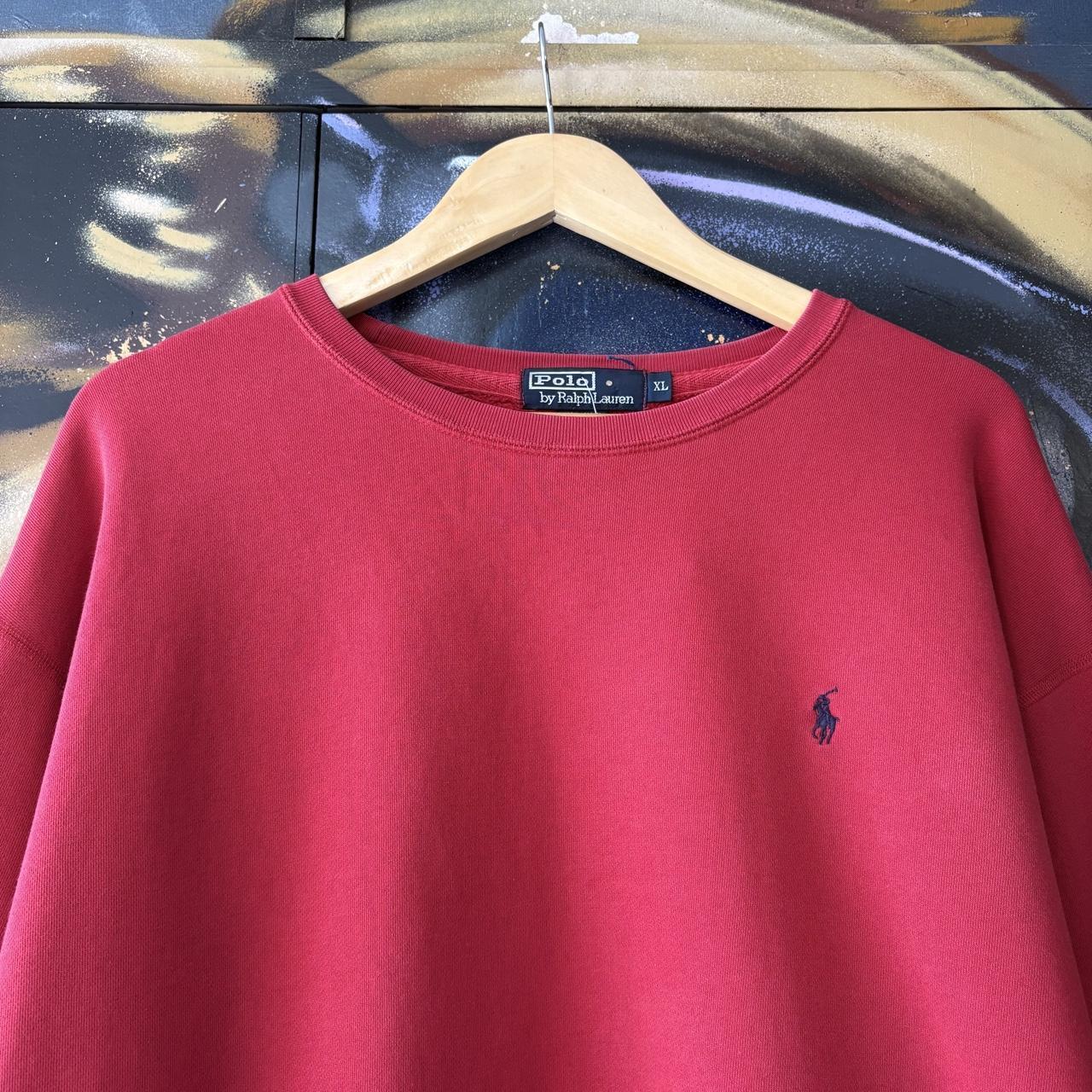 Vintage Polo Ralph Lauren Sweatshirt Mens XL Red Preppy Old Money Pullover Jumper Top 90s Y2K 00s