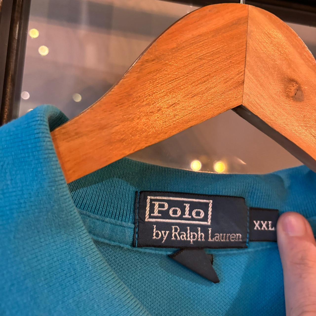 POL488F - Vintage Retro Ralph Lauren Plain Blue Polo Shirt Short Sleeve collared button up top  #Y2K #preppy #chiefkeef #oldmoney #ralphlauren