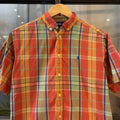 Vintage Ralph Lauren Orange Check Polo Shirt Short Sleeve collared button up top  #Y2K #preppy #chiefkeef #oldmoney #ralphlauren