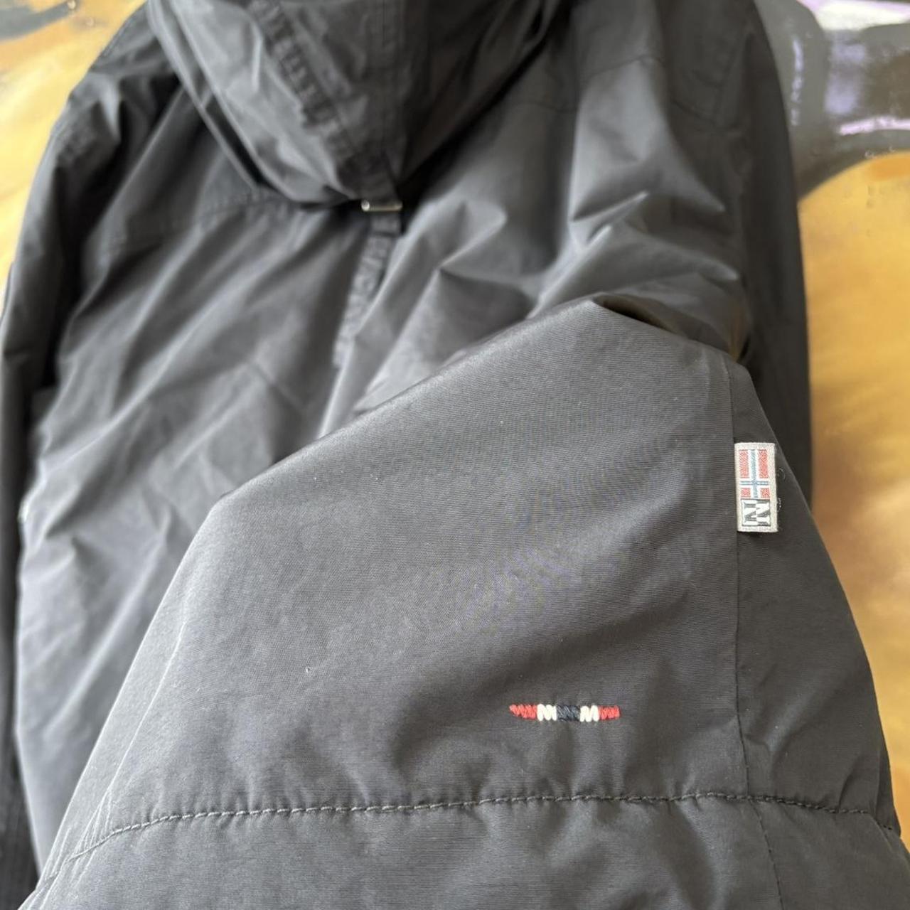 Napapijri Rainforest Jacket Mens XL Black Fleece Lined Quarter Zip Smock Pullover Coat Outdoors Y2K