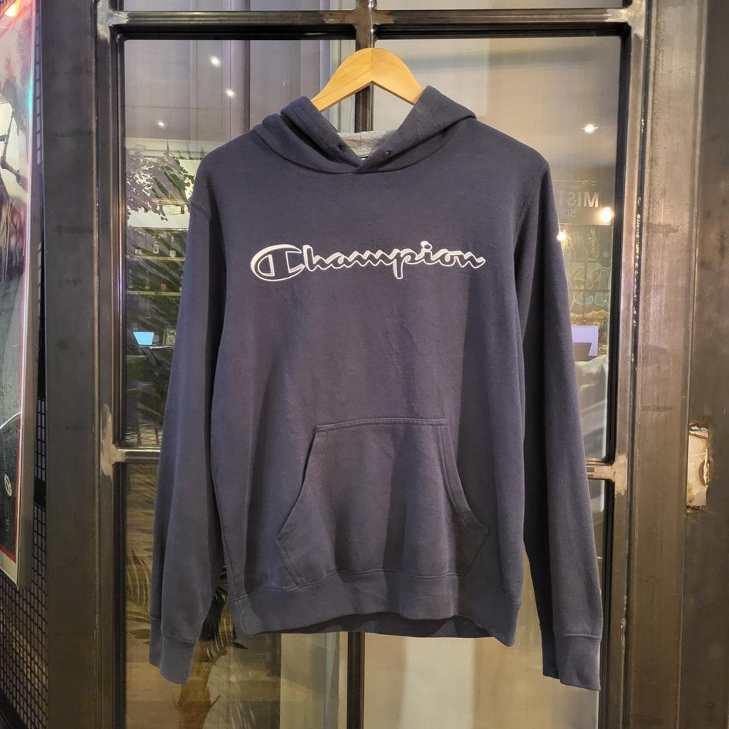 SWT073 - Vintage retro essential blue navy essential Champion Script Logo Spellout hoodie sweatshirt #champion #y2k #essential