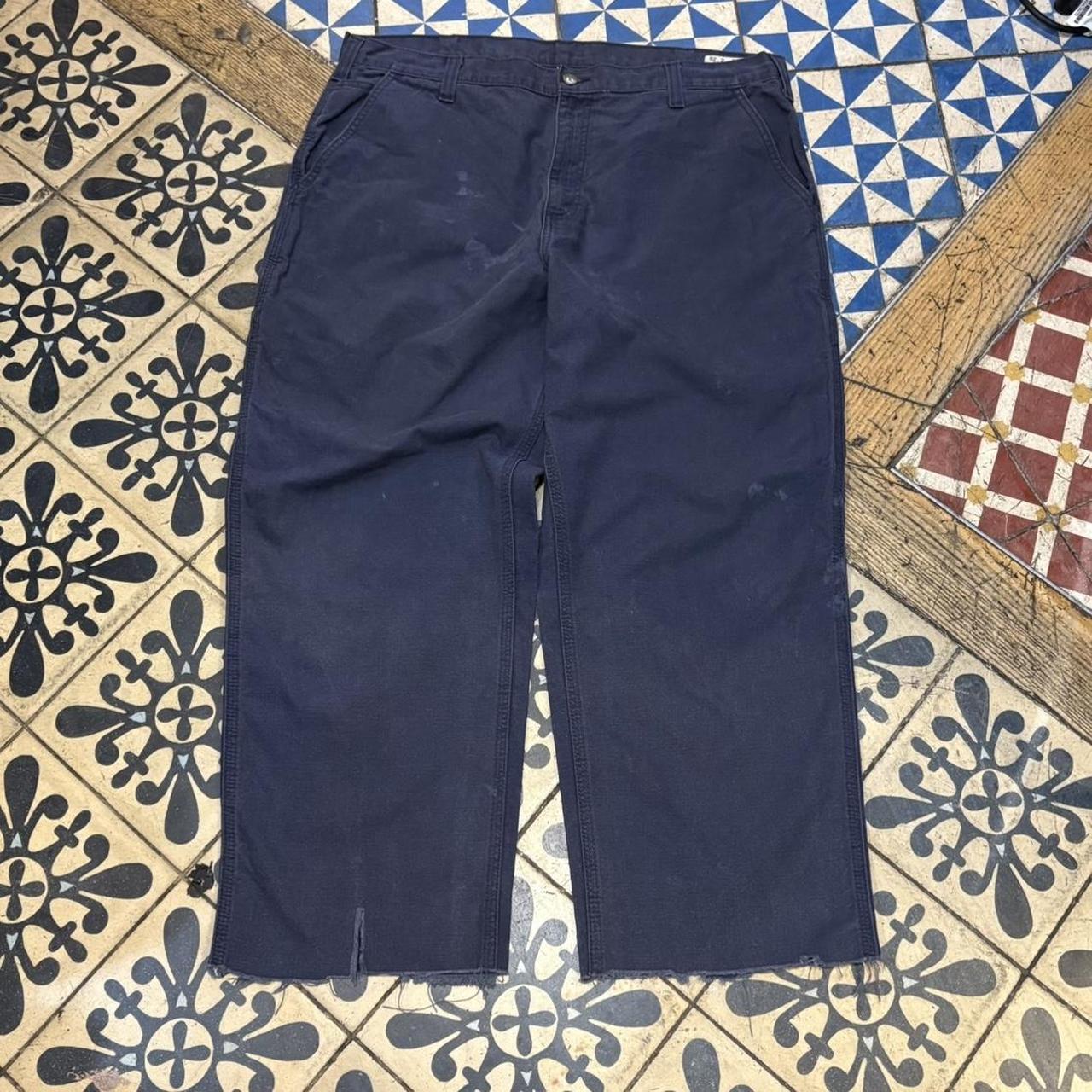 TRW475F-P - Vintage retro essential Navy Carhartt Carpenter Cropped Trousers pants casual workwear #skater #utility #workwear #carpenter #carhartt