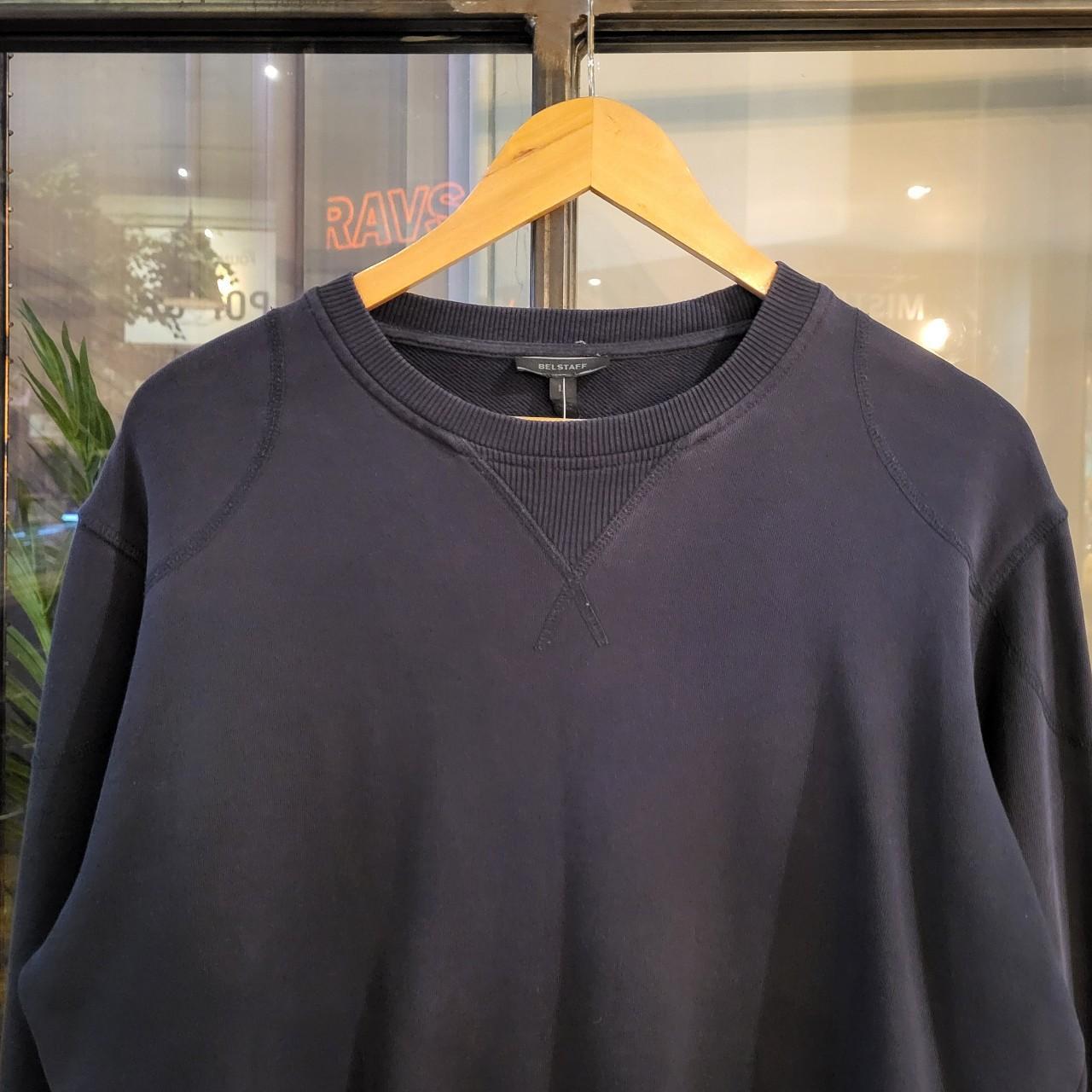 SWT126-P - Vintage retro navy essential Belstaff sweatshirt jumper pullover crewneck with arm logo true vintage Y2K 90s wide boxy fit