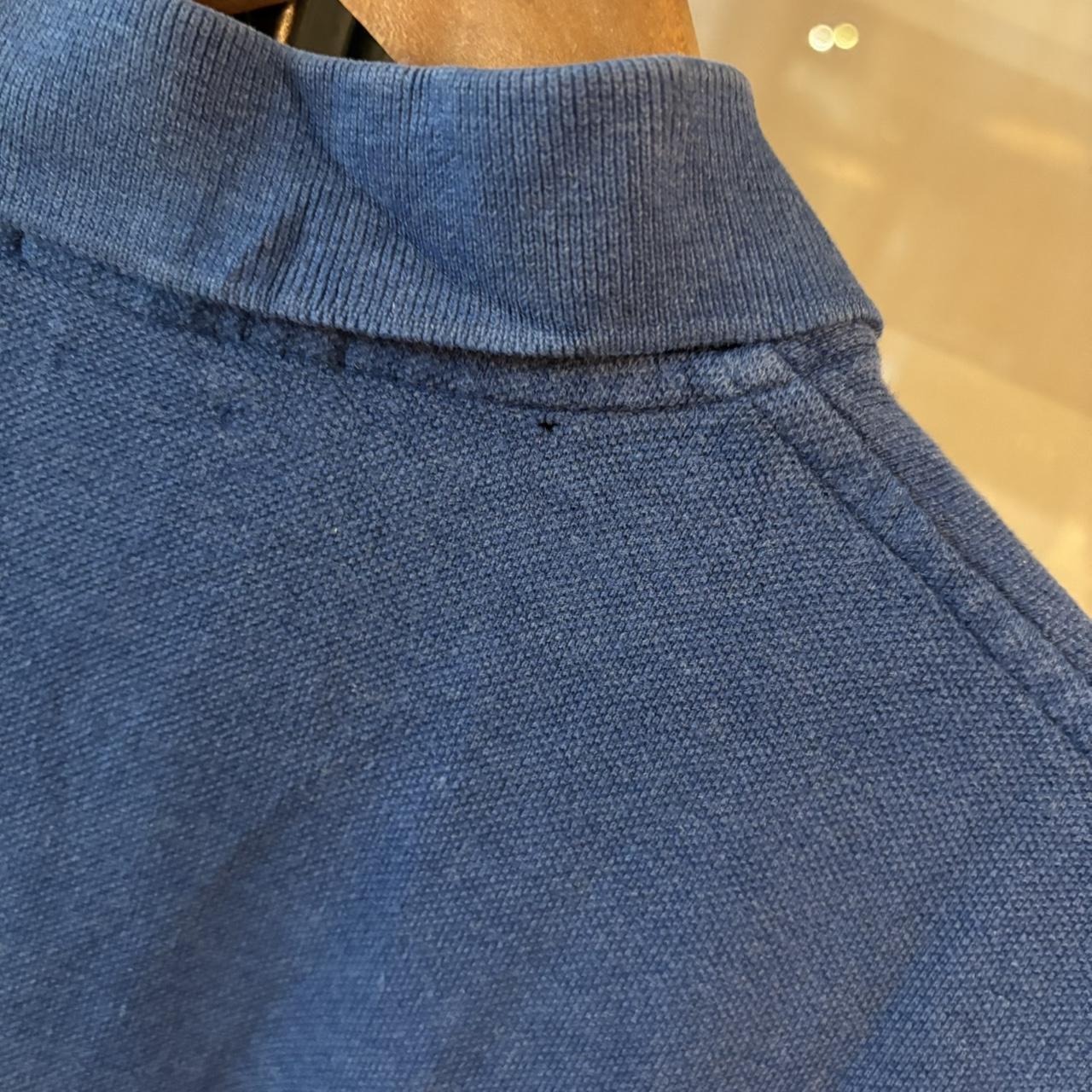 POL402F-P - Vintage Retro Ralph Lauren Blue Plain Polo Shirt Short Sleeve collared button up top  #Y2K #preppy #chiefkeef #oldmoney #ralphlauren