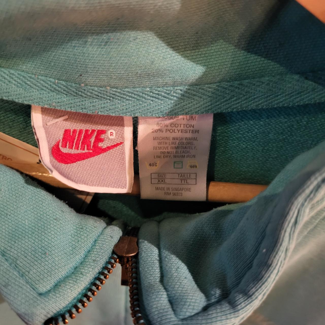 SWT235-P - Vintage Retro Essential adult Nike USA Sports and Fitness Since 1972 Turquiose 1/4 Fleece sweatshirt jumper crewneck with big graphic spellout small chest embroidered 90s y2k style