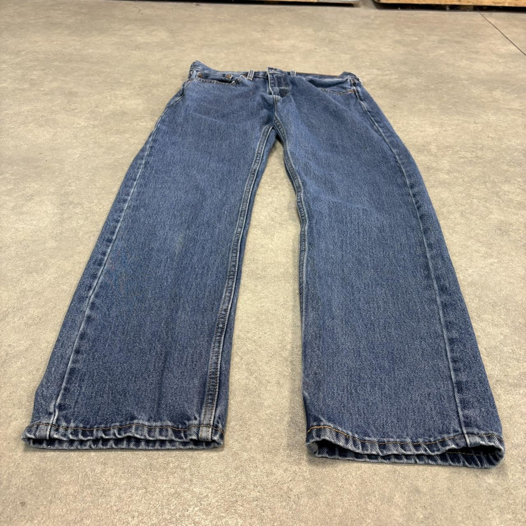 Vintage Levi’s 505 Jeans 32x32 Denim Dark Blue Wash Straight Leg Trousers Cowboy Western USA