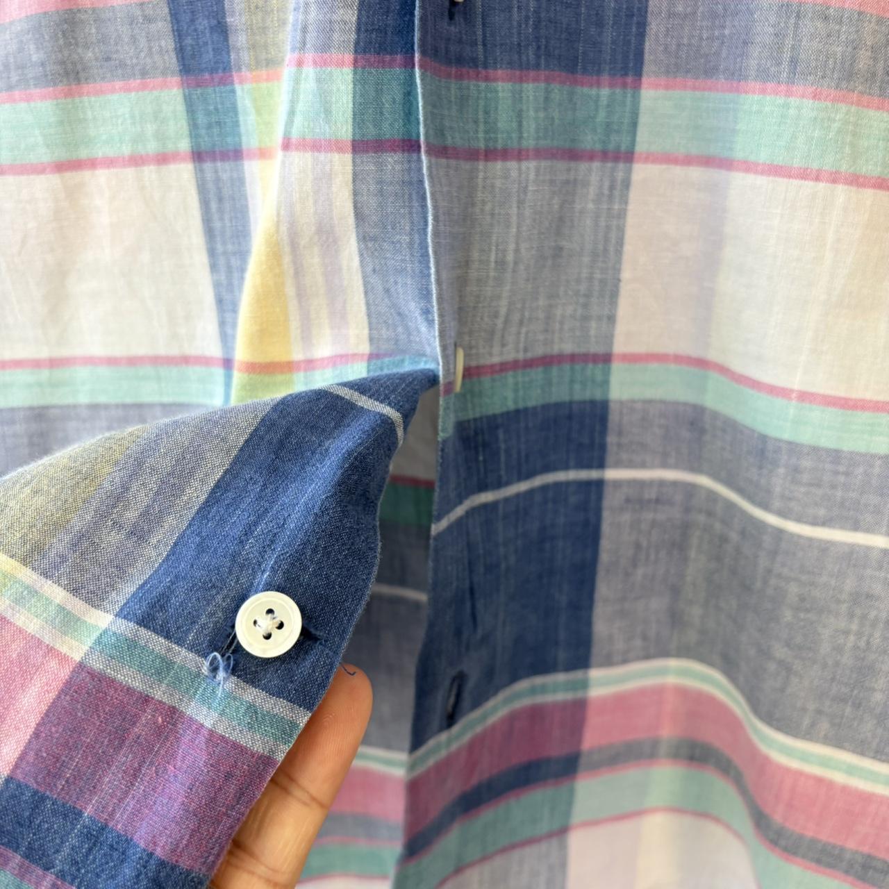 BR1912ALM-P - Vintage Ralph Lauren Blue Check short sleeve camp collar double pocket button up polo shirt top #Y2K #preppy #chiefkeef #smartcasual #oldmoney