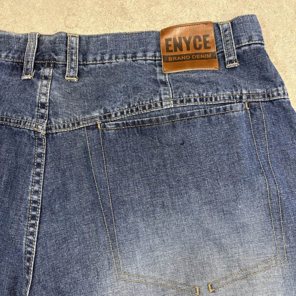 Vintage Enyce Jorts Mens 38” Blue Denim Jean Shorts Baggy Wide Leg Skate Surf Hip Hop 00s Y2K