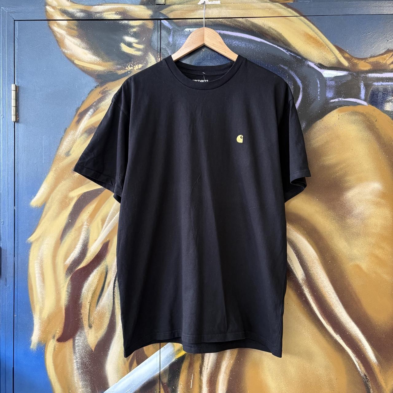 Carhartt WIP T shirt Mens Large Black Chase Minimal Plain Essential Workwear Tee Top 90s Y2K 00s