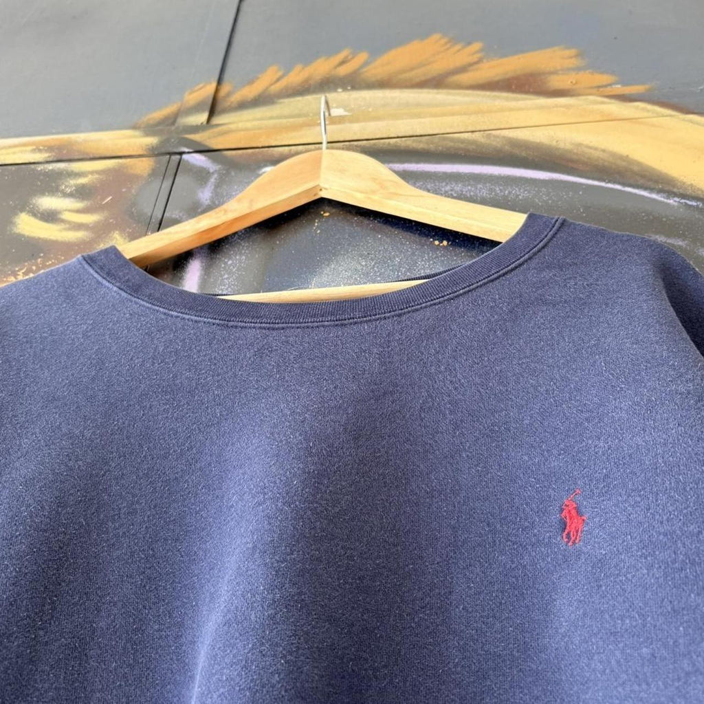 MA0109JD-U - Vintage Retro Essential Navy Polo Ralph Lauren Crewneck Jumper Sweatshirt with embroidered logo #90s #casual #poloralphlauren #preppy