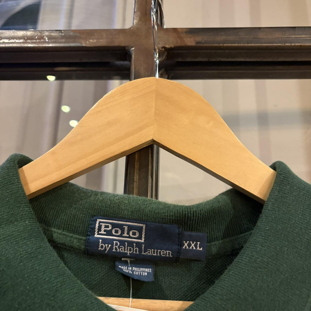 BR1912C-F - Vintage Retro Ralph Lauren Plain Dark Green Polo Shirt Short Sleeve collared button up top  #Y2K #preppy #chiefkeef #oldmoney #ralphlauren