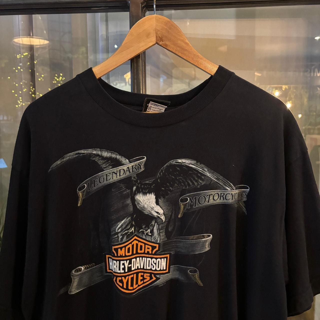 0325A26F -  Vintage Retro Essential Harley Davidson Heritage Cycles Walton Beach, Florida 2002 Black Graphic Print Top Tee T-shirt #graphic #motorcycles #biker #harley #harleydavidson