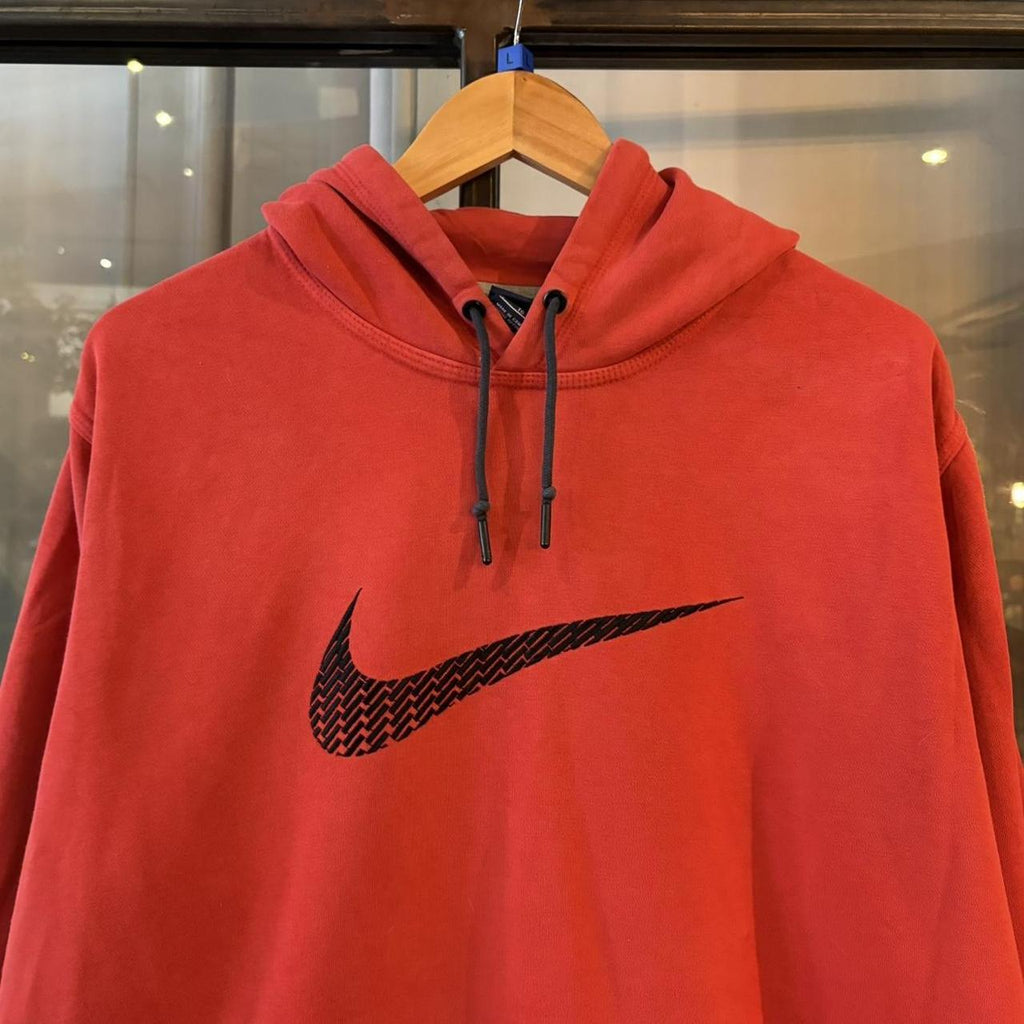 Vintage Retro Essential Red Nike Sweatshirt Hoodie with embroidered geometric textured swoosh logo #90s #sportswear #essential #nike #y2k